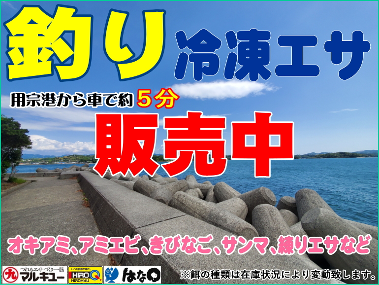 用宗港周辺で釣りエサ 餌の販売 オキアミ アミエビ イソメ 付け餌 きびなご サンマなど 用宗港 広野海浜公園で釣りの際はスリフティへ